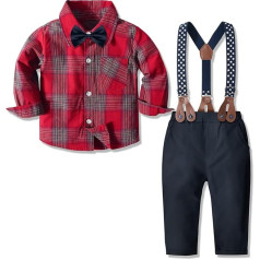 Yilaku Baby Boy Apģērbs Toddler Boys Dress Apģērbs Boys Apģērbs Boys Apģērbs Boys Formal Suit ar tauriņu + bikšturi bikses Toddler Boys Outfit, Red Navy, Red Navy