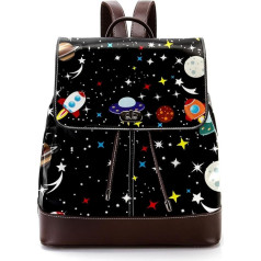 Space Planet Spaceship Rocket Pattern Personalizētas skolas somas Grāmatu somas pusaudžiem, daudzkrāsainas, 27 x 12,3 x 32 cm, mugursomas mugursomas, daudzkrāsainas