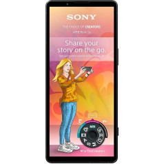 Sony Xperia 5 V (6,1 collu, 21:9, HDR OLED 120 Hz, vairāk nekā 24 stundu akumulatora darbības laiks, nākamās paaudzes sensors un ZEISS, 3,5 mm ligzda, IP65/68) Melns