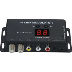 ANCLLO UHF modulators, TM70 UHF TV saites modulators, AV uz RF pārveidotājs, IR pagarinātājs, modulators Modulators Modulators, AV uz RF pārveidotājs, IR pagarinātājs, atbalsta PAL/NTSC ar USB uzlādes kabeli