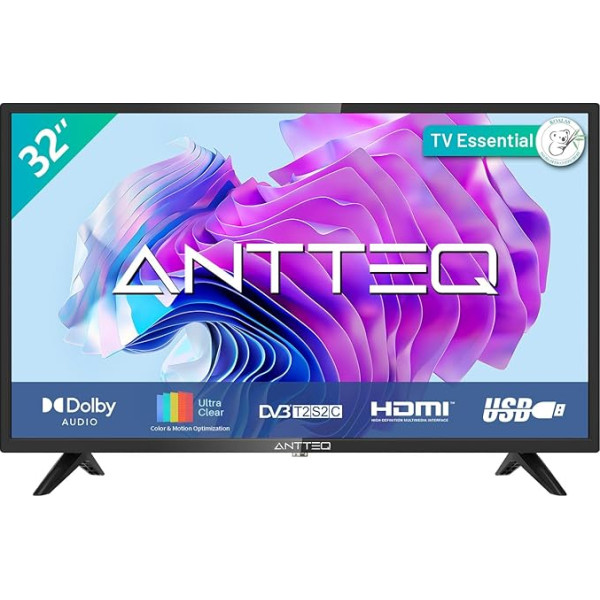 Antteq AB 32D1 TV 32 collu (TV 80 cm), Dolby Audio, LED, trīskāršs uztvērējs DVB-C / T2 / S2, CI+, HDMI, USB, digitālā audio izeja, ieskaitot viesnīcas režīmu