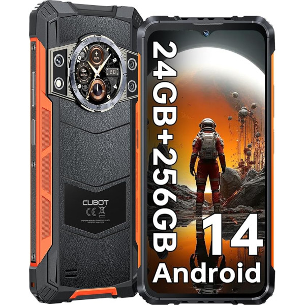 CUBOT Kingkong ACE 3 Āra viedtālrunis Android 14, 24GB RAM + 256GB ROM Āra mobilais tālrunis bez līguma, 6,583 collu FHD+ un 1,32 collu displejs, ūdensizturīgs būvlaukuma mobilais tālrunis, 100 MP +