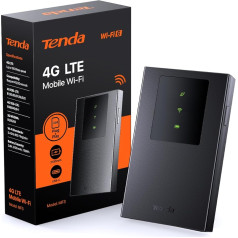 Tenda MF3 mobilais WLAN rūteris Nano SIM kartēm, AX300 Wi-Fi 6 portatīvais Hotspot, 2100 mAh akumulators, USB-C ports, Plug & Play, WPA3, 4G modems, MiFi, mini izmērs, saderīgs ar visām Eiropas SIM kartēm