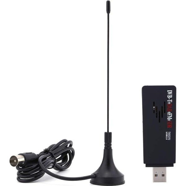 USB 2.0 Digital SDR + DAB + FM HDTV TV Stick + RTL2832U TV uztvērēja komplekts ar antenas piesūcekņa stiprinājumu un tālvadības pulti ciparu virszemes video un radio programmu ierakstīšanai