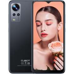 CUBOT Note 30 viedtālrunis bez līguma 4GB RAM + 64GB ROM TF karte 256GB paplašināt 6,52 collu ekrāns 20MP kamera 4000mAh Android mobilais telefons Octa-Core/4G Dual SIM/GPS/Face ID - melns