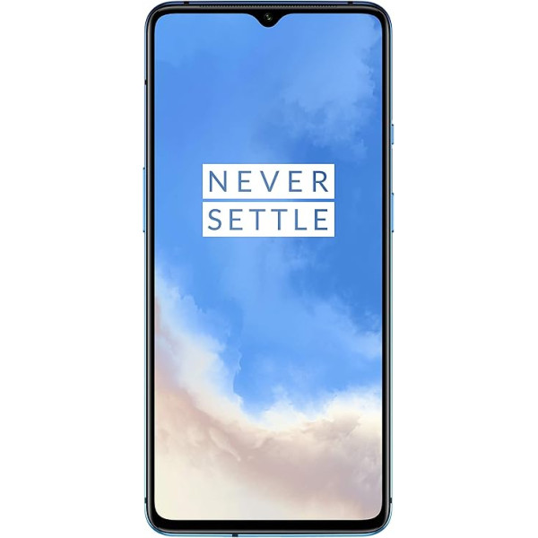 OnePlus 7T viedtālrunis, 8 GB RAM + 128 GB atmiņa, 16,6 cm AMOLED displejs, 90 Hz ekrāns, trīskārša kamera + priekšējā kamera, Warp Charge 30, ledāja zils