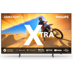 Philips Ambilight The Xtra 75PML9009 4K Quantum Dot MiniLED Smart TV - 75 Zoll displejs ar P5 Perfect Picture Engine Ultra HD, Titan OS, Dolby Vision un Dolby Atmos skaņu - Anthrazitgrau