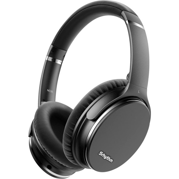 Srhythm aktīvās trokšņu slāpēšanas austiņas, salokāmas, bezvadu, Bluetooth 5.0, Srhythm NC35 Over-Ear ar USB-C ātro uzlādi, CVC8.0 mikrofons, balss zvana 50+ stundas iOS Android TV PC (Gun Black)