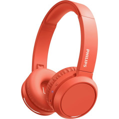 PHILIPS Audio TAH4205RD/00 austiņas uz ausīm ar basa pastiprināšanas pogu, Bluetooth, 29 stundu atskaņošana, ātrā uzlāde, trokšņu izolācija, salokāmas, sarkanas krāsas