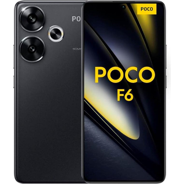 Xiaomi Poco F6, Snapdragon® 8s Gen 3, AMOLED Flow displejs 120 Hz, Turbo uzlāde 90 W, Dual Camera 50 MP ar OIS, 12 GB+512 GB, melns