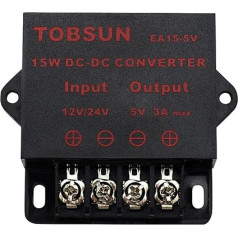 DC Step Down SUPERNIGHT DC 12V ~ 24V līdz 5V 3A 15W pārveidotājs lejupvērsts regulators 5V regulēts barošanas transformators LED displejiem, automobiļiem, elektrībai utt.