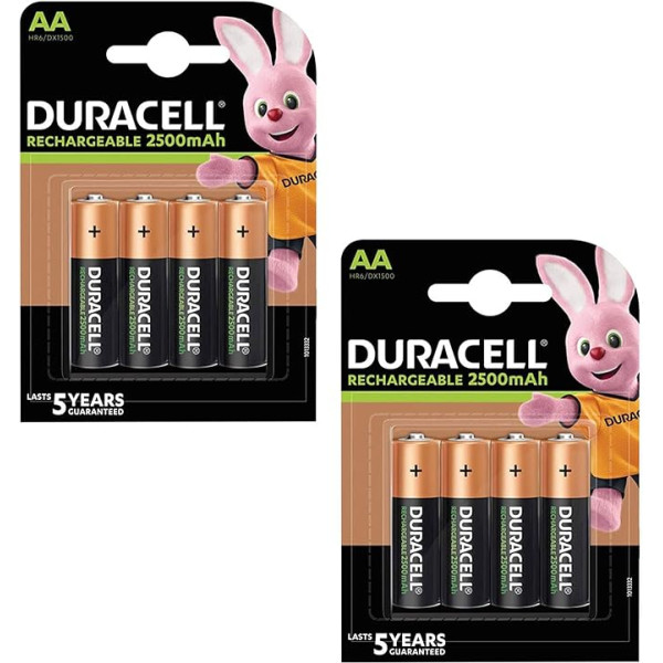 Duracell Duralock Akku uzlādējams (AA, HR6, 1,2 Volt, 2500mAH) 8 Stück