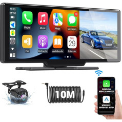 Bezvadu Carplay Android automašīnas displejs 10,26 collu skārienjūtīgais ekrāns Auto radio Carplay displejs Portatīvais Driveplay ar atpakaļgaitas kameru 1080P ar Bluetooth Mirror Link Siri AUX FM