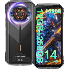 DOOGEE S PUNK Āra mobilais tālrunis bez līguma Android 14, 16GB + 256GB, 126 dB skaļrunis, 50MP + 16MP kamera, 10800mAh/33W, 6,58 collu FHD+ āra viedtālrunis, būvlaukuma mobilais telefons