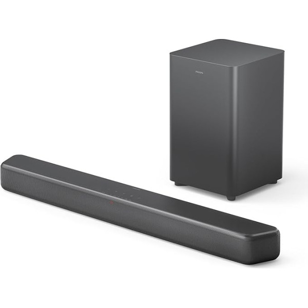 Philips TAB5309 Soundbar 2.1 mit drahtlosem Subwoofer - 2,1 kanāls 240 W, DTS Virtual X, Bluetooth 5.4, HDMI ARC, optische Verbindung und USB-Konnektivität - Dunkelgrau