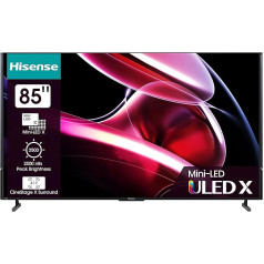 Hisense 85UXKQ 217 cm (85 collu) televizors, 4K Mini LED ULED, Smart TV, HDR10+, Dolby Vision IQ, Trīs uztvērēji, 144 Hz (VRR), Airplay, Iebūvēta Alexa, Dolby Atmos, antracīts (2023)