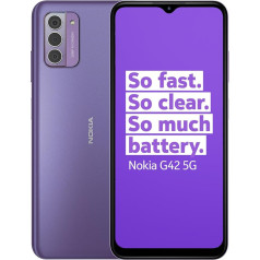 Nokia G42 5G 6,56 collu HD+ viedtālrunis ar trīskāršu 50 megapikseļu AI kameru aizmugurē, 6 GB/128 GB atmiņa, 3 dienu akumulatora darbības laiks, Android 13, OZO 3D audio ierakstīšana, QuickFix remonta iespēja