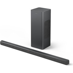 Philips TAB6309 Soundbar 2.1 ar bezvadu zemfrekvences skaļruni - 2.1 kanāla 320 W, DTS Virtual X, Bluetooth 5.4, HDMI ARC, optiskais savienojums un USB savienojums - tumši pelēks