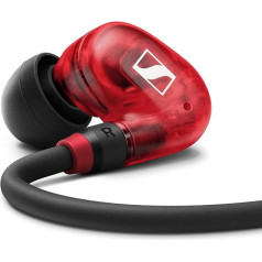 Sennheiser IE 100 PRO RED dinamiskās ausu austiņas, inovatīvs 10 mm platjoslas pārveidotājs precīzai skaņas kontrolei, 1,3 m kabelis un S/M/L silikona adapteris komplektā, sarkans un melns (508942)