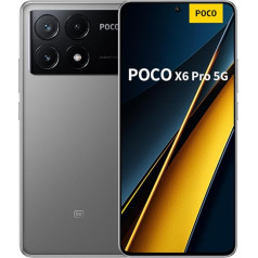 Xiaomi viedtālrunis Poco X6 Pro 5G 12+512GB, pelēks AMOLED displejs, 6,67 collu ekrāns, 5000 mAh akumulators, 67 W Turbo uzlāde, MediaTek Dimensity 8300-Ultra procesors, POCO-X6-PRO-12G-512G-GREY