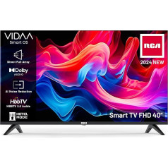 RCA Smart TV 40 collu (101 cm) televizors (VIDAA) HD Ready Trīskāršs uztvērējs App Store Netflix YouTube WiFi HDMI USB CI/CI+ Viesnīcas režīms (2024)