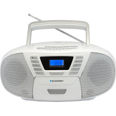 Blaupunkt B 120 WH Pārnēsājams bērnu CD atskaņotājs ar Bluetooth, kasešu nodalījums, audio grāmatas funkcija, ar USB, neliels CD radio, Aux In, PLL FM radio, radio ar CD atskaņotāju, balts