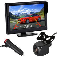 5 collu IPS AHD automašīnas monitora 1920 x 1080P HD aizmugures skata kamera IP68 ūdensnecaurlaidīga nakts redzamības aizmugures kameras komplekts 12V-24V automašīnām SUV MPV