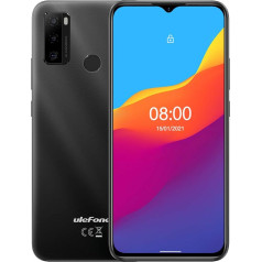 Ulefone Android 11 viedtālrunis bez līguma, Note 10 mobilais tālrunis, Dual SIM + īpašs SD, 5500 mAh akumulators (OTG uzlāde), 32 GB ROM, 6,52 collu ūdens pilienu ekrāns, pirkstu nospiedumu + sejas noteikšana,