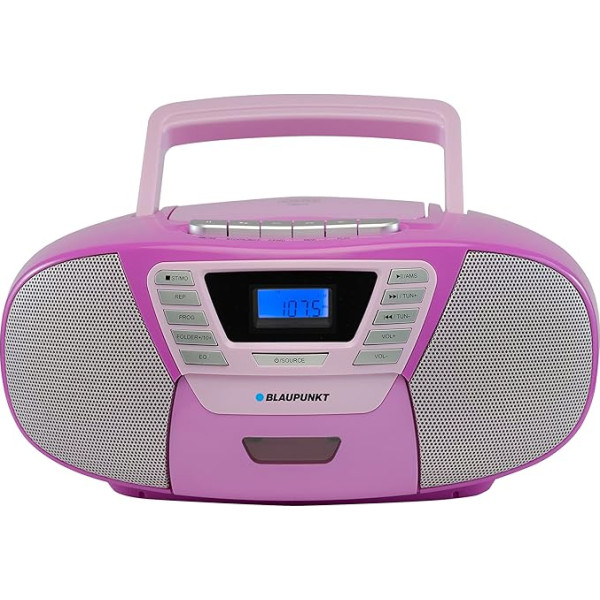 Blaupunkt B 120 VL Pārnēsājams bērnu CD atskaņotājs ar Bluetooth, kasešu nodalījumu, audio grāmatas funkciju, ar USB, nelielu CD radio, Aux, PLL FM radio ar CD atskaņotāju, ceriņkrāsas krāsā