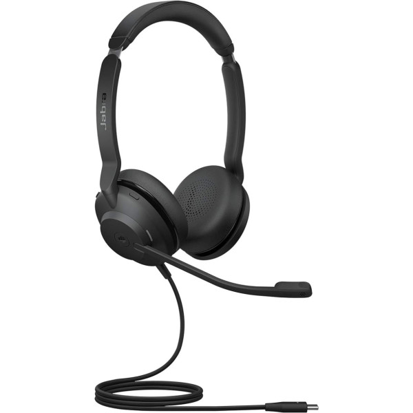 Jabra Evolve2 30 austiņas - stereo austiņas ar trokšņu slāpēšanu - sertificētas Microsoft Teams - ar 2 mikrofonu zvanīšanas tehnoloģiju - USB-C kabelis - melnas krāsas