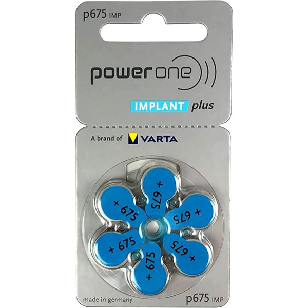 Power One 570mAh 1.45V Cochlea-Implantat-Batterien, 6 baterijas (10 gab. iepakojumā)