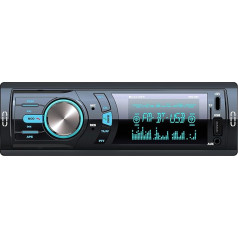 Auto radio Bluetooth 1DIN, FM uztvērējs RDS-EON, 4 x 75 W, USB/Micro SD, 2,1 A uzlādes funkcija, Aux-in, brīvroku sistēma, ārējais mikrofons, RCA izeja, ISO, gaismas dimmeris, 85 mm, MP3/WMA/APE/FLAC