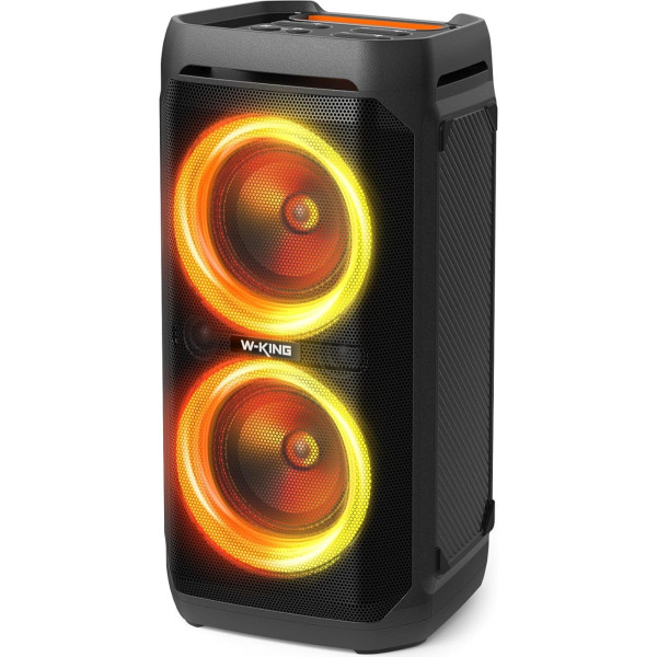 W-KING 220 W maksimālais Bluetooth skaļrunis liels, ballīšu skaļrunis, 100 W RMS skaļa skaņa, V5.3, IPX6, Bluetooth mūzikas skaļrunis ar jaudīgu, dziļu basu, ballīšu Boom Box/115 dB Sound/DSP/RGB Light/Echo/Mic & Guitar IN, 24