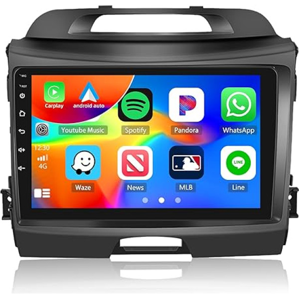 CAMECHO Android 13 Auto radio ar satelīta navigāciju Kia Sportage 3 III SL 2010-2016.9 collu ekrāns ar Carplay bezvadu Android auto, 1GB + 32GB Auto radio ar Bluetooth RDS HiFi WiFi + atpakaļgaitas kamera