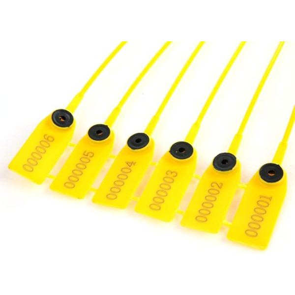 Headerbs Pack of 100 Yellow Package Transport Truck Plastic Safety Seal 40 cm Etiķešu kabeļu saites ar numuru Etiķešu kabeļu saites