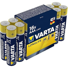 Varta sārmu baterijas AAA (LR03) ar ilgu darbības laiku, 1,5 V