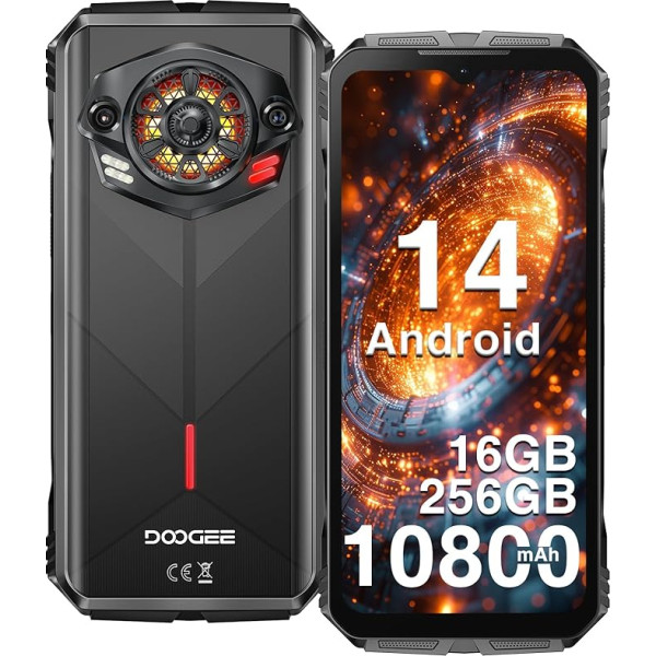 DOOGEE S Punk Phone Shatterproof Android 14 16GB RAM + 256GB ROM/TF 1TB 10800mAh 33W 126dB skaļrunis 6,58 collu FHD kamera 50MP viedtālrunis Shatterproof NFC IP68 IP68 IP69K