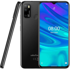 Ulefone Note 9P viedtālrunis ar Android 10, 6,52 collu mobilais tālrunis bez līguma, 16 MP Quad kamera, Octa-Core 4 GB + 64 GB, 3 karšu slots, Dual SIM, 4500 mAh akumulators OTG, sejas atbloķēšana + pirkstu nospiedumi, melns