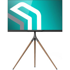 ONKRON TS1220-B TV statīvs 32-65 collu televizoram līdz 35 kg, universāls TV statīvs no koka, maksimālais 400 x 400 VESA statīvs, regulējams augstums un pagriežams TV grīdas statīvs, melns