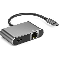 USB C uz RJ45 LAN Ethernet Gigabit tīkla adapteris ar čipu komplektu AX88179 ar 100 W PD uzlādi Windows/iOS/iPadOS/MacOS/Linux ierīcēm