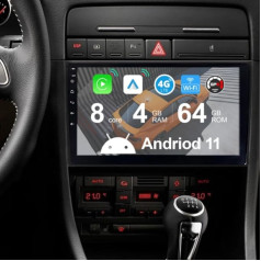 JUNHUA 9 collu Android 11 auto radio priekš Audi A4 S4 RS4 Octa-Core 4GB + 64GB Auto Radio Stereo Bezvadu Carplay Android auto atskaņotājs GPS navigācija Bluetooth 5.1 WiFi SWC RDS iebūvēts 4G LTE