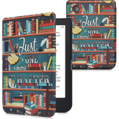 kwmobile Flip Case saderīgs ar Kobo Clara 2E / Tolino Shine 4 Case - E-grāmatu lasītāja futrālis - Bibliotēkas motīvs Multicoloured