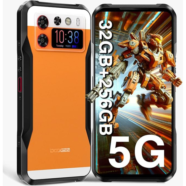 DOOGEE V20S Mobilais tālrunis Izturīgs pret sadursmēm, 5G [2024], 6,43 collu 2K + 1,58 collu AMOLED aizmugurējais panelis, 50MP + 24MP nakts redzamības, 6000mAh/33W, Izturīgs pret sadursmēm, Android 13, IP68/IP69K/5G Dual SIM/NFC