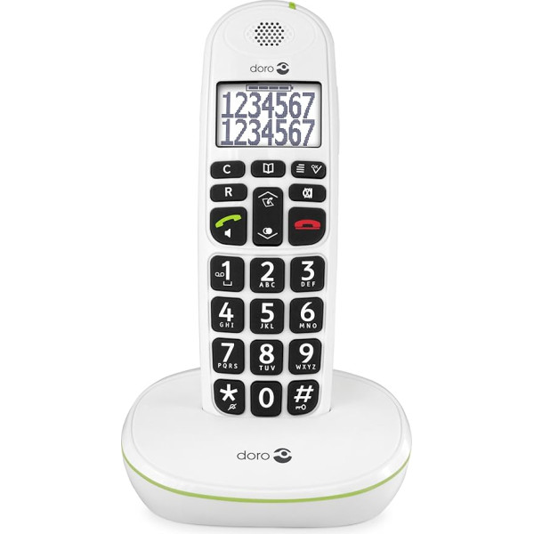 Doro PhoneEasy 110 DECT Schnurlostelefon (große Schrift und große Zahlen, optische Anrufsignalisierung) weiß 5952