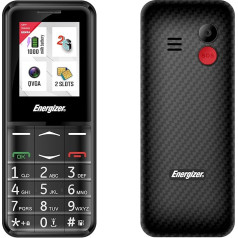 Energizer - Mobilais tālrunis ar fizisku tastatūru senioriem - E4-2G - SOS poga - Baterija 1000 mAh - Dual SIM (Mini SIM) - FM radio - Žibulītis - Melns