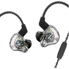 Yinyoo KBEAR KS1 In-Ear austiņas, KS1 1DD HiFi vadu IEM austiņas, trokšņu slāpēšanas austiņas ausīs, noņemams 0,78 mm 2-pin kabelis mūziķiem uz skatuves