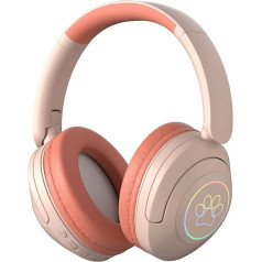 LAIBUY Bluetooth austiņas pāri ausīm, bezvadu austiņas ar 5 EQ režīmiem, 60H atskaņošanas laiks, salokāmas, vieglas Bluetooth austiņas ar LED Hi-Fi Stereo skaņu birojam/mobilajam tālrunim/spēlei/personālajam datoram (rozā),