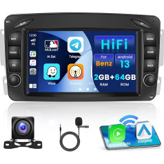 2+64G Android 13 auto radio ar satelīta navigāciju Mercedes Benz W168 W203 W209 C209 Viano Vito W639 Vaneo W170 Bezvadu Carplay Android auto 7 collu auto radio ar ekrānu Bluetooth WiFi