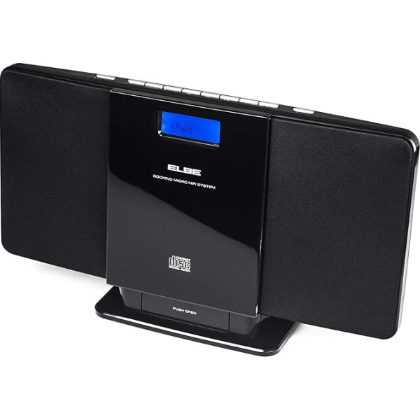 Elbe HIFI1024IP Kompaktā sistēma ar CD/MP3/USB pieslēgumu un dokstaciju Apple iPhone/iPod melnā krāsā