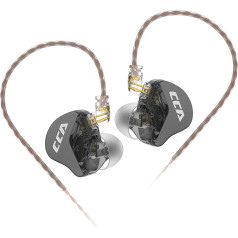 CCA CRA In-Ear austiņas, īpaši plāns membrānas dinamiskais draiveris, IEM, tīra skaņa un dziļi basi, vadu austiņas ar nesajaucamu noņemamu kabeli, melnas, bez mikrofona